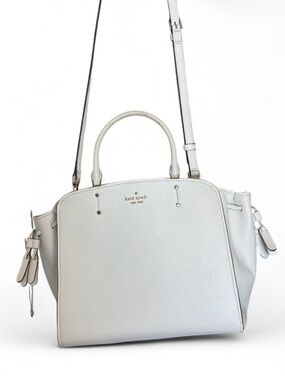 Kate Spade White Leather Satchel with Crossbody Strap